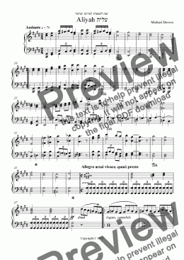 page one of Aliyah - Original Version for Piano