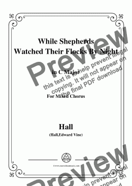 page one of Hall-While Shepherds Watched Their Flocks by night,in C Major,For Quatre Chorales