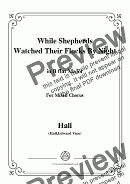 page one of Hall-While Shepherds Watched Their Flocks by night,in B flat Major,For Quatre Chorales