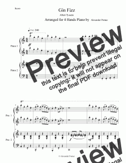 page one of Gin Fizz - Albert Tyssens - Alexander Pomaz - 4 Hands Piano 