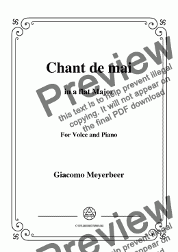 page one of Meyerbeer-Chant de mai in A flat Major,for Voice&Piano