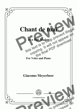 page one of Meyerbeer-Chant de mai in E flat Major,for Voice&Piano