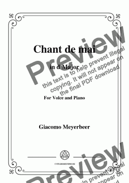 page one of Meyerbeer-Chant de mai in D Major,for Voice&Piano