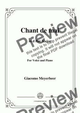 page one of Meyerbeer-Chant de mai in D flat Major,for Voice&Piano