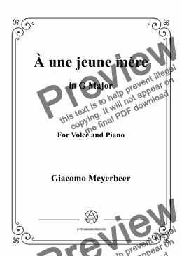 page one of Meyerbeer-À une jeune mère in G Major,for Voice&Piano