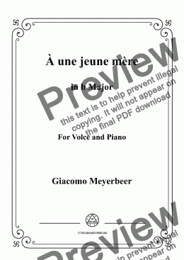page one of Meyerbeer-À une jeune mère in B Major,for Voice&Piano