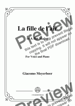 page one of Meyerbeer-La fille de l'air in A flat Major,for Voice&Piano