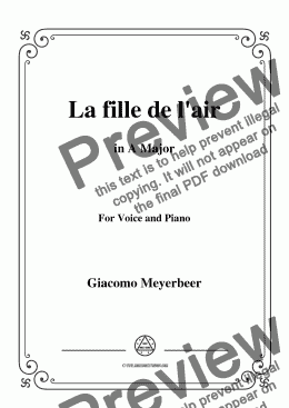 page one of Meyerbeer-La fille de l'air in A Major,for Voice&Piano