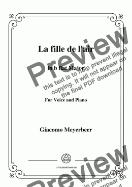 page one of Meyerbeer-La fille de l'air in B flat Major,for Voice&Piano