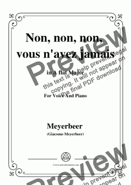 page one of Meyerbeer-Non, non, non, vous n'avez jamais,from 'Les Huguenots',in A flat Major,for Voice&Pno