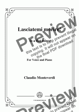 page one of Monteverdi-Lasciatemi morire! in a flat minor,for Voice&Pno