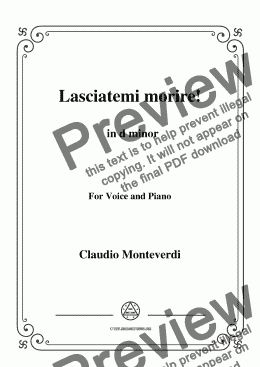 page one of Monteverdi-Lasciatemi morire! in d minor,for Voice&Pno