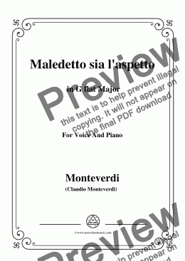 page one of Monteverdi-Maledetto sia l'aspetto in G flat Major, for Voice and Piano