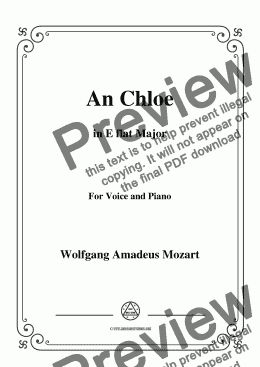 page one of Mozart-An Chloe in E flat Major,for Voice&Piano