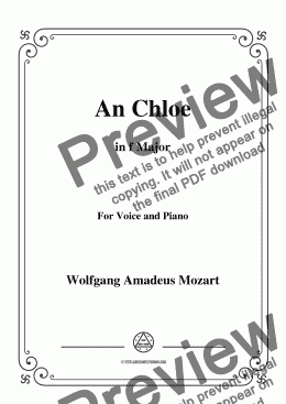 page one of Mozart-An Chloe in F Major,for Voice&Piano