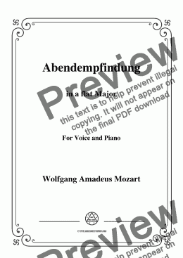page one of Mozart-Abendempfindung in A flat Major,for Voice&Piano