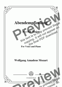 page one of Mozart-Abendempfindung in E flat Major,for Voice&Piano