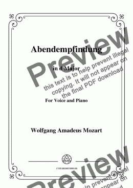 page one of Mozart-Abendempfindung in D Major,for Voice&Piano