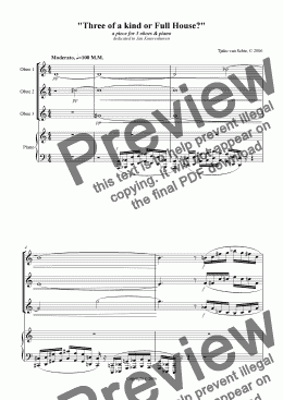 page one of Three of a kind or Full House - for 3 oboes and piano