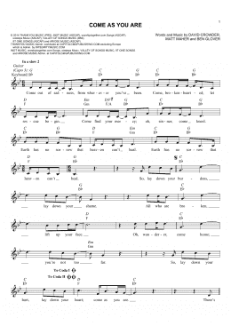 page one of Come As You Are (Lead Sheet / Fake Book)