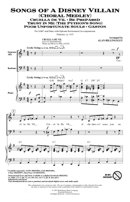 page one of Songs Of A Disney Villain (Choral Medley) (SAB Choir)