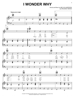 page one of I Wonder Why (Piano, Vocal & Guitar Chords (Right-Hand Melody))