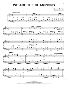 page one of We Are The Champions (Piano Solo)