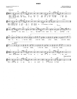 page one of Windy (Lead Sheet / Fake Book)