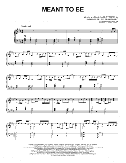 page one of Meant To Be (feat. Florida Georgia Line) (Piano Solo)