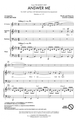 page one of Answer Me (from The Band's Visit) (arr. Mark Brymer) (SAB Choir)