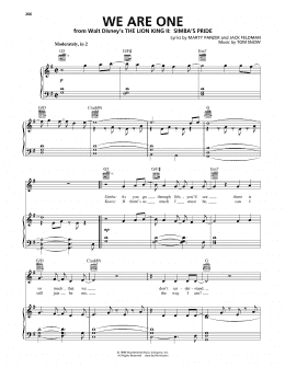page one of We Are One (from The Lion King II: Simba's Pride) (Piano, Vocal & Guitar Chords (Right-Hand Melody))