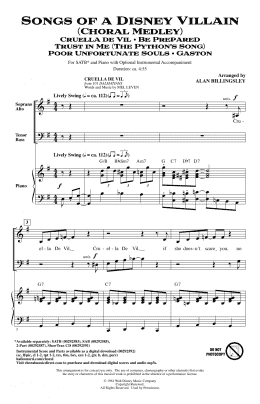 page one of Songs Of A Disney Villain (Choral Medley) (SATB Choir)