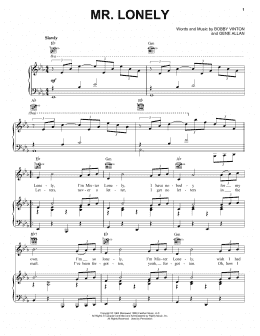 page one of Mr. Lonely (Piano, Vocal & Guitar Chords (Right-Hand Melody))
