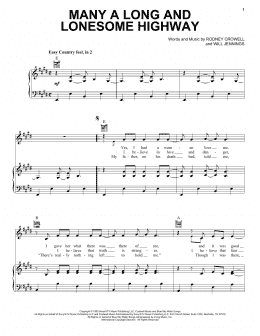page one of Many A Long And Lonesome Highway (Piano, Vocal & Guitar Chords (Right-Hand Melody))