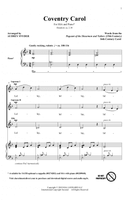 page one of Coventry Carol (SSA Choir)