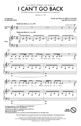 page one of I Can't Go Back (from Pretty Woman: The Musical) (arr. Mark Brymer) (SATB Choir)