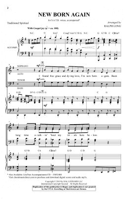 page one of New Born Again (arr. Ralph Long) (SATB Choir)
