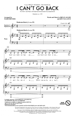page one of I Can't Go Back (from Pretty Woman: The Musical) (arr. Mark Brymer) (SSA Choir)