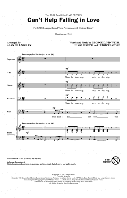 page one of Can't Help Falling In Love (arr. Alan Billingsley) (SATB Choir)