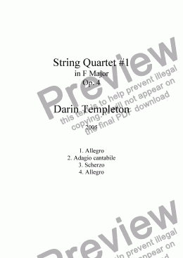 page one of String Quartet no. 1 in F Major Op. 4 (complete score)