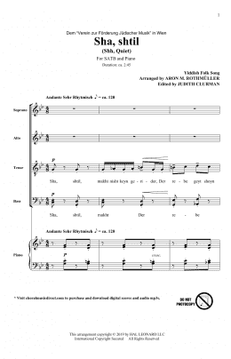page one of Sha, Shtil (SATB Choir)