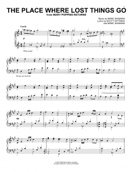 page one of The Place Where Lost Things Go (from Mary Poppins Returns) (Piano Solo)