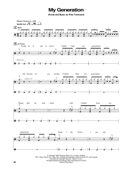 page one of My Generation (Drums Transcription)