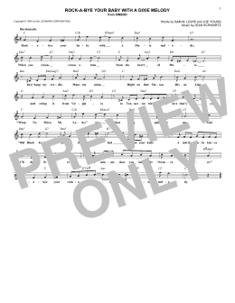 page one of Rock-A-Bye Your Baby With A Dixie Melody (Lead Sheet / Fake Book)