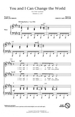 page one of You And I Can Change The World (2-Part Choir)
