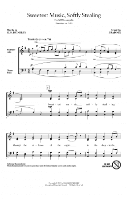 page one of Sweetest Music, Softly Stealing (SATB Choir)