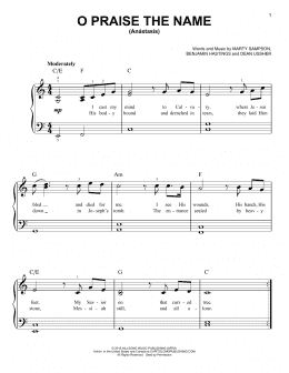 page one of O Praise The Name (Anastasis) (Easy Piano)