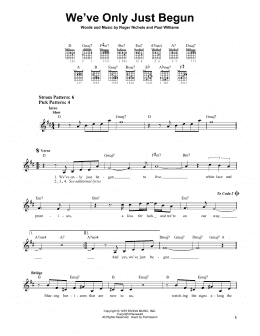 page one of We've Only Just Begun (Easy Guitar)