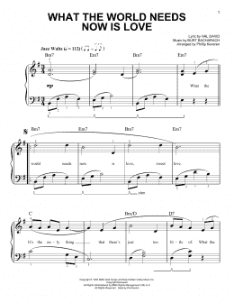 page one of What The World Needs Now Is Love (arr. Phillip Keveren) (Easy Piano)