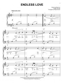 page one of Endless Love (arr. Phillip Keveren) (Easy Piano)